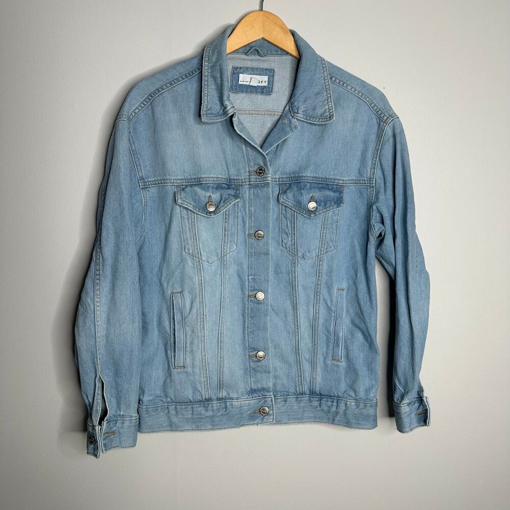 LOFT‎ Denim Jacket Women XXS Light Wash EUC Classic Cotton Trucker Jean Coat